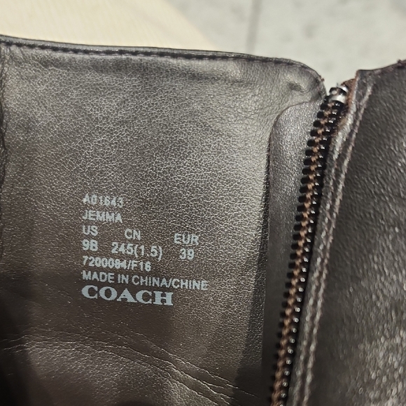 Coach Elegant Black Leather Heeled Boots - Picture 3 of 6